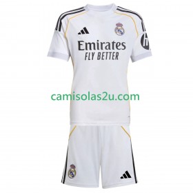 Camisolas de futebol Real Madrid Criança Equipamento Principal 2025/26 Manga Curta